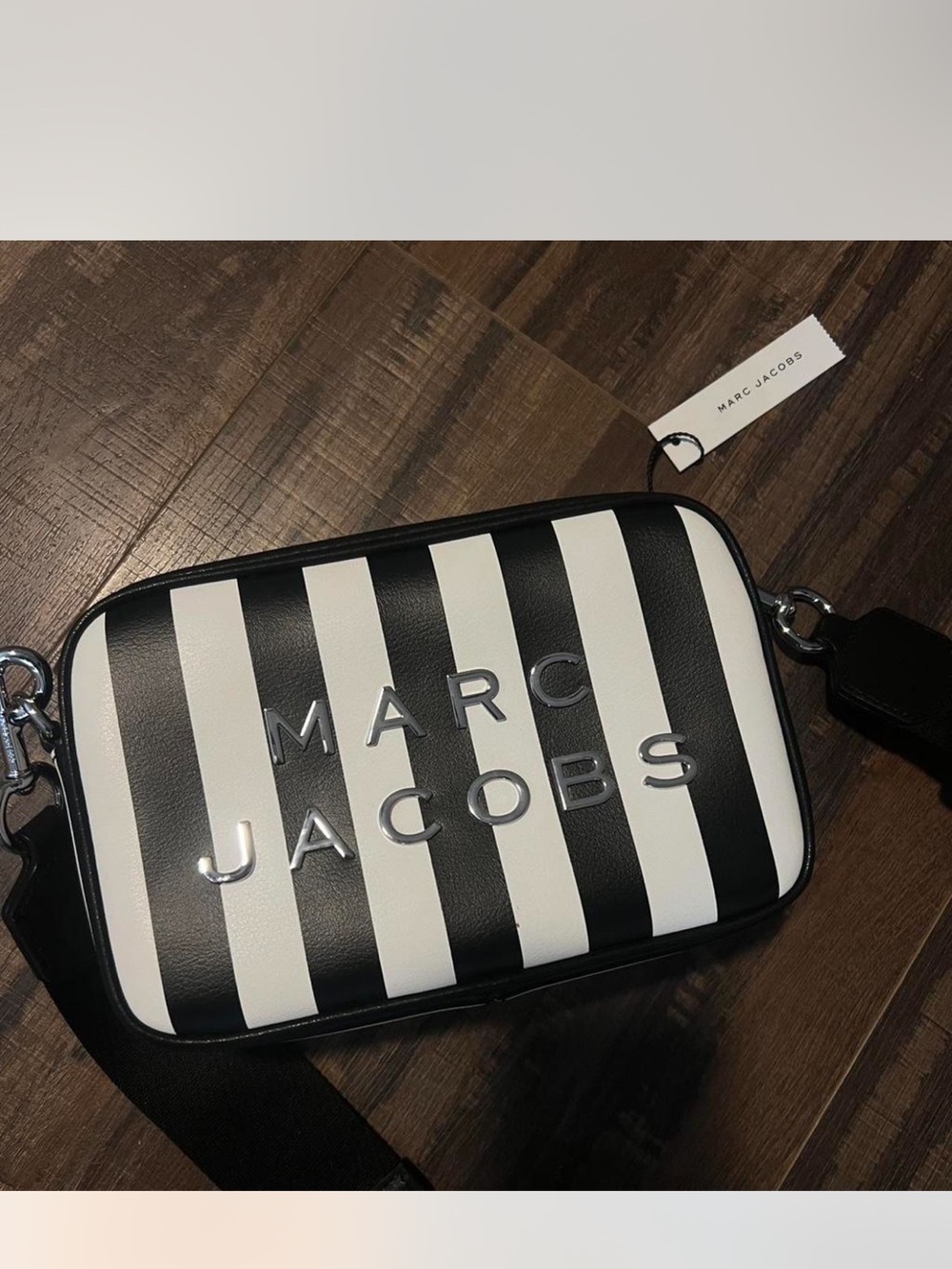 NWT RARE Marc Jacobs Black & White Stripe flash Crossbody Bag